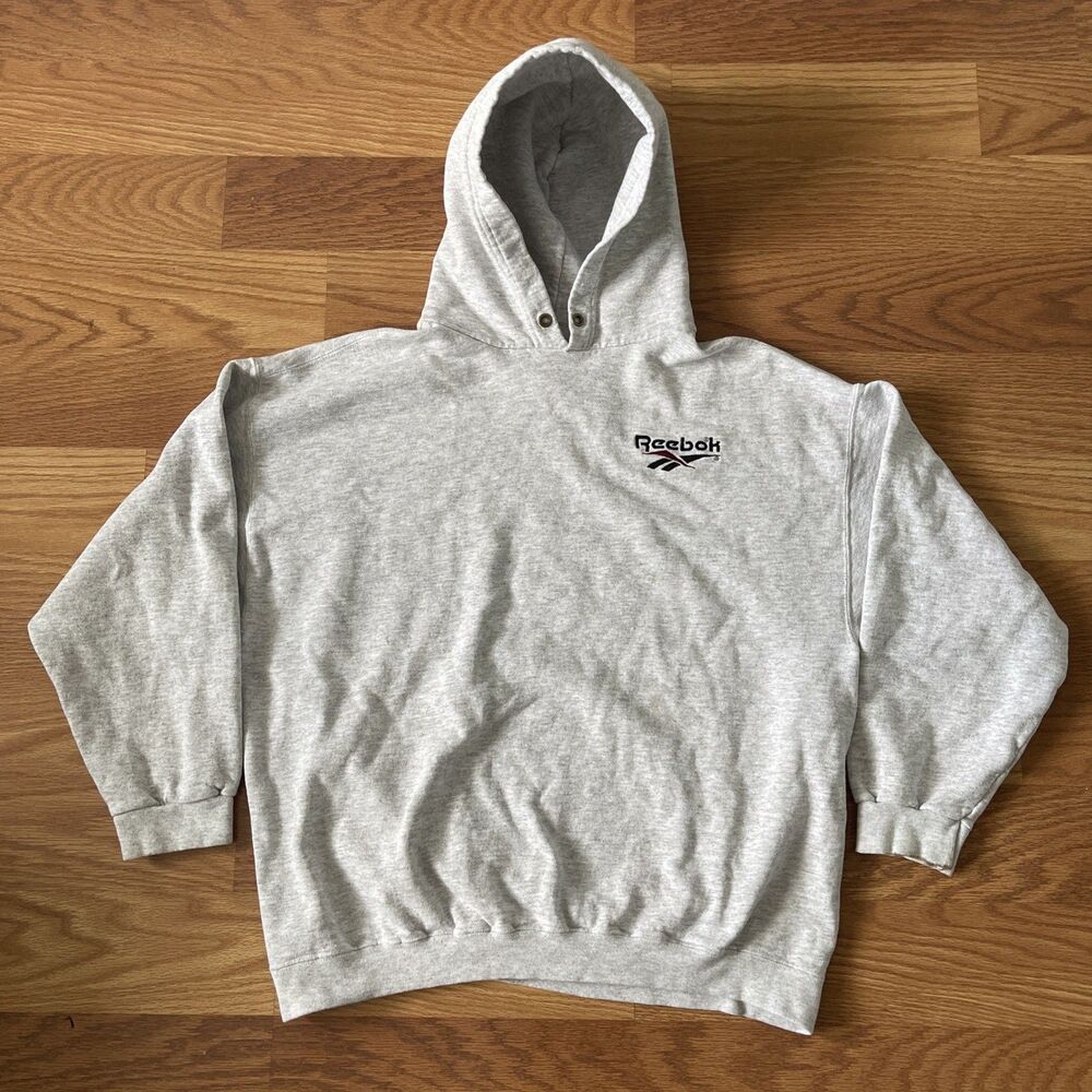 Reebok Vintage 90s Gray Pullover Hoodie Size Medium